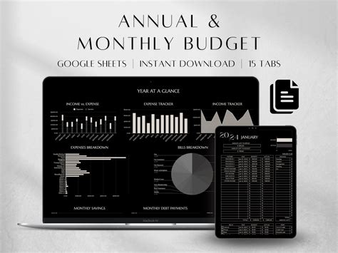 Annual and Monthly Budget Spreadsheet Monthly Budget Template Google ...