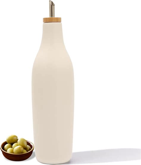 Homcdaly Ceramic Olive Oil Dispenser Bottle White Oil Dispenser Bottle