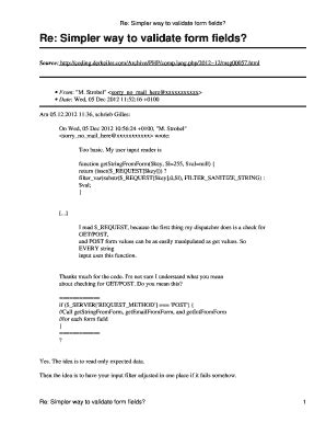 Fillable Online Re Simpler Way To Validate Form Fields Coding Fax