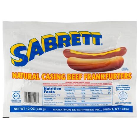 Nutrition Sabrett Hot Dogs