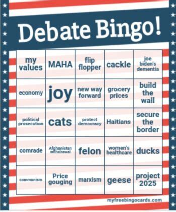 Trump Vs Harris PLAY DEBATE BINGO