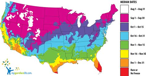 Frost Map with Dates - MyGardenLife