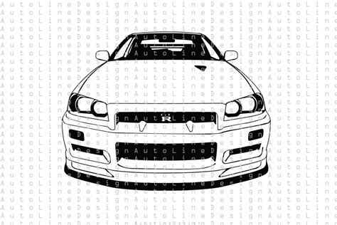 Skyline R34 Outline Drawing