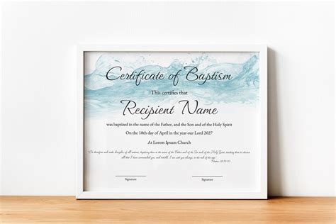 Editable Baptism Certificate Template Printable Minimalist Certificate