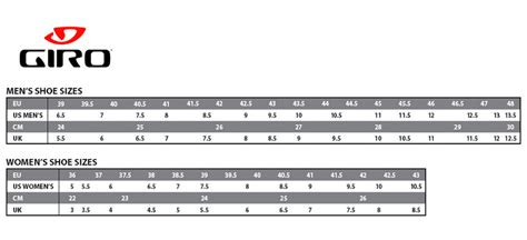 Cycling Shoes Conversion Chart A Visual Reference Of Charts Chart Master