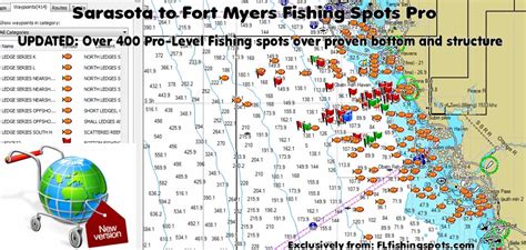 Sarasota to Fort Myers Fishing Map & GPS Fishing Spots