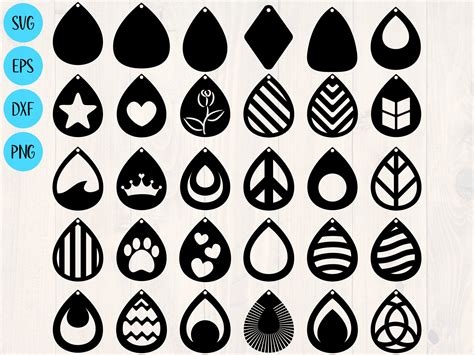 Leather Earrings Svg Cut Files For Making Your Own Teardrop Etsy