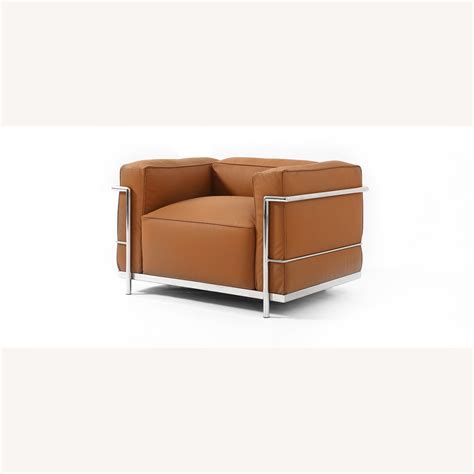 Classic Le Corbusier Style Chair - Antique Brown - AptDeco