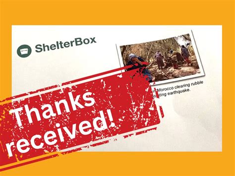 Thanks Received From Shelterbox