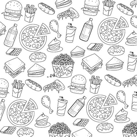 Ilustra O Vetorial De Fast Foods Em Estilo Doodle Delineado Vetor