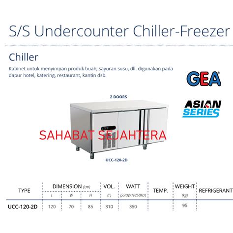 Jual GEA Stainless Steel Undercounter Chiller UCC 120 2D Chiller