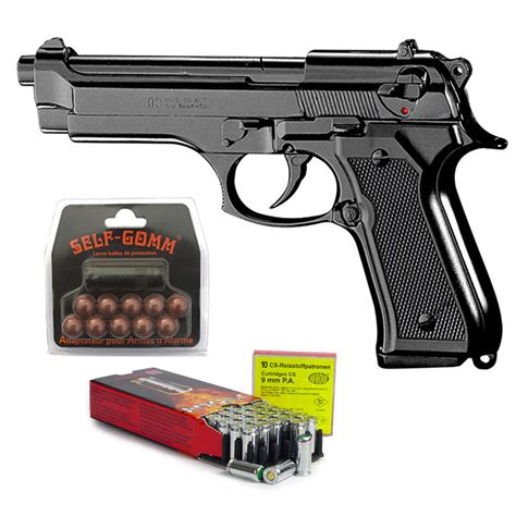 Pack Pistolet à blanc Beretta 92 F noir calibre 9mm securite defense fr