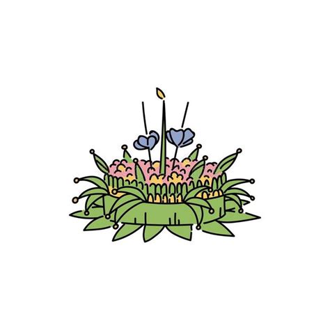 Loy Krathong Festival Wreath Or Float Vector Sketch Illustration