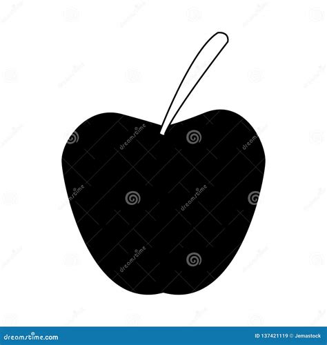 Apple Fruit Isolated in Black and White Stock Vector - Illustration of ...