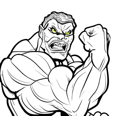 Hulk Coloring Page Black and White Illustration · Creative Fabrica