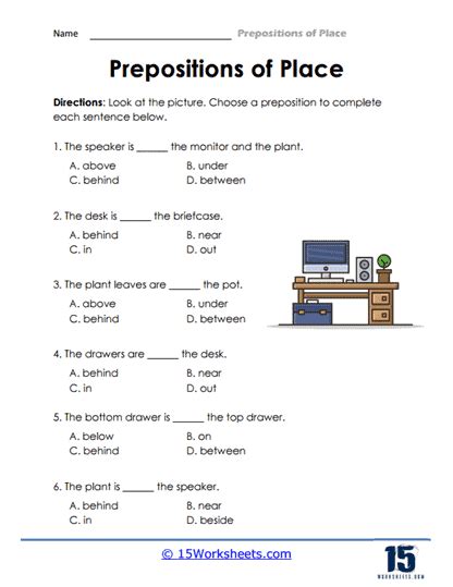 Prepositions Of Place Worksheets