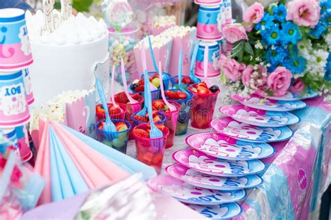 Boy Or Girl Party Table Colorful Party Table Stock Image Image Of