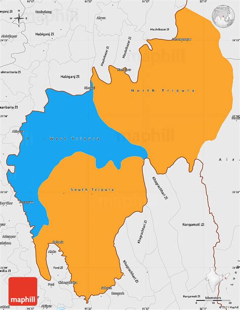 Political Simple Map Of Tripura Single Color Outside Borders And Labels