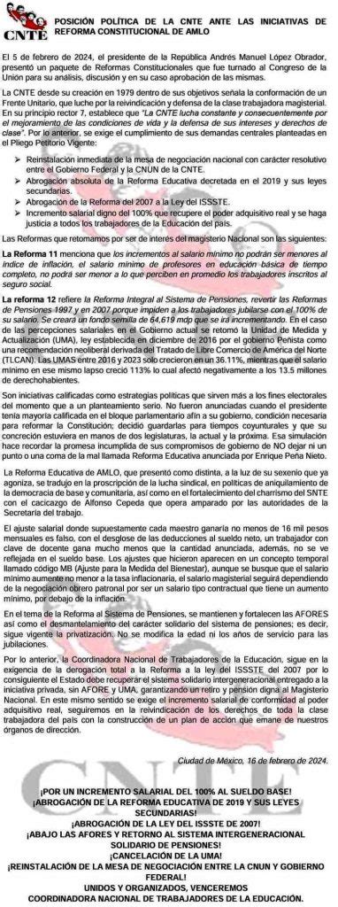 Descalifica Cnte Oficial Paquete De Reformas De L Pez Obrador Y Le