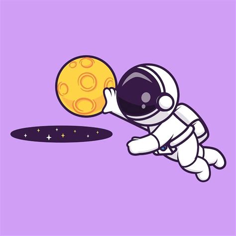 Free Vector Cute Astronaut Playing Moon Ball In Space Cartoon Vector