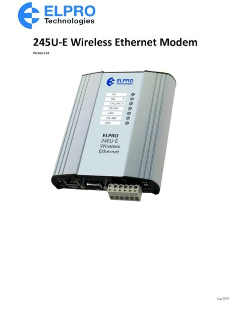 Pdf U E Wireless Ethernet Modem Elpro Technologies U E