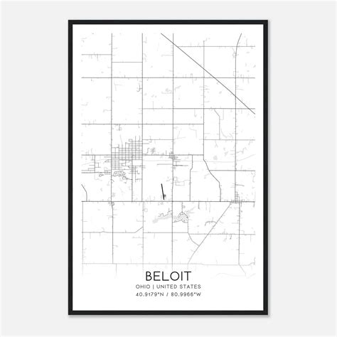 beloit ohio map poster modern home decor wall art print custom maps