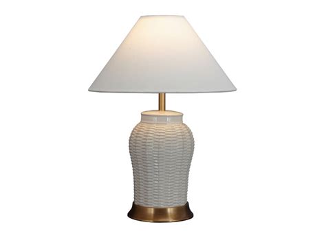 Chinese Table Lamp Porcelain With Lampshade White Contemporary Handmade