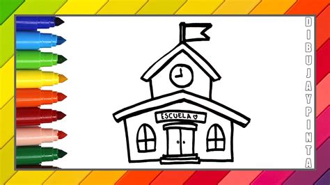 Como Dibujar Una Escuela Dibuja Y Colorea Una Escuela 🏡 🌈 Dibujos Para Niños 🌈 Youtube