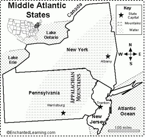 Mid Atlantic States And Capitals Map - Printable Map