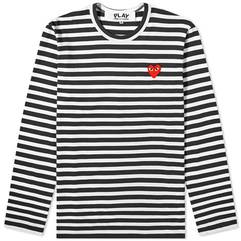 Comme Des Gar Ons Play Striped Cotton Long Sleeve T Shirt Sale