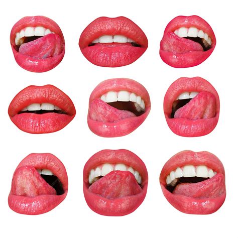 Premium Photo Set Of Female Lips On White Isolated Background