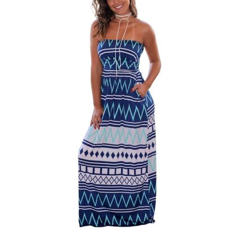 Minetom Femmes Robe Longue D T Robe De Plage Sexy Casual Bandeau