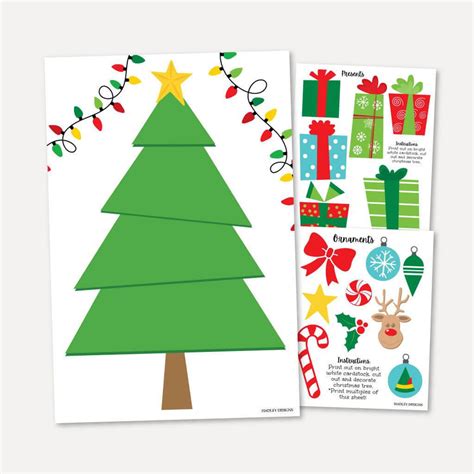 Printable Elf Christmas Party Build A Christmas Tree Template Hadley