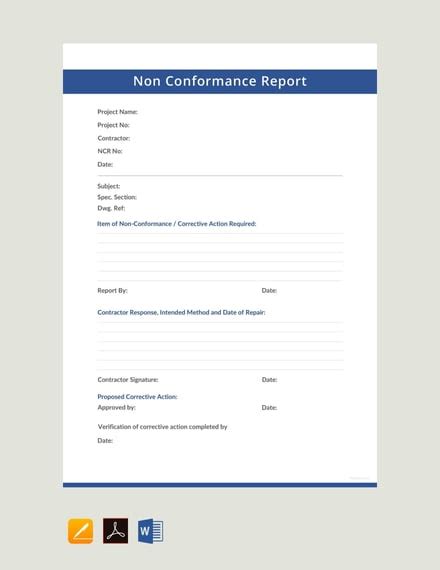 Non Conformance Report Templates Pdf Docs Word Pages Free