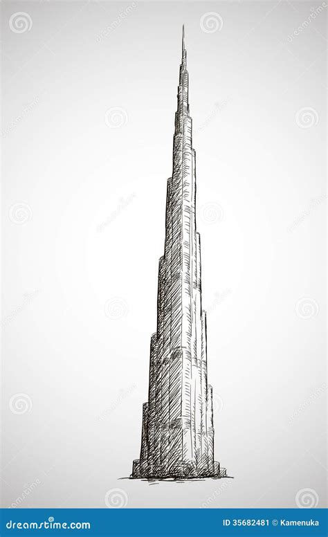 Burj Khalifa. Vector Drawing. Sketch Style. Stock Image - Image: 35682481