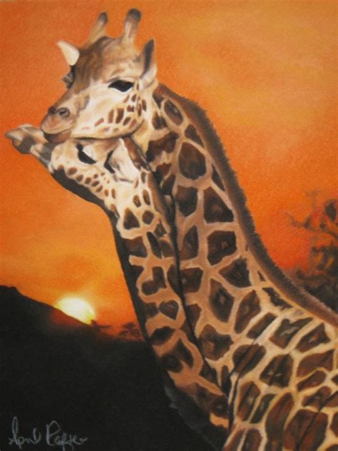 Items Similar To Pastel Drawing African Giraffe Wildlife Fine Art Print