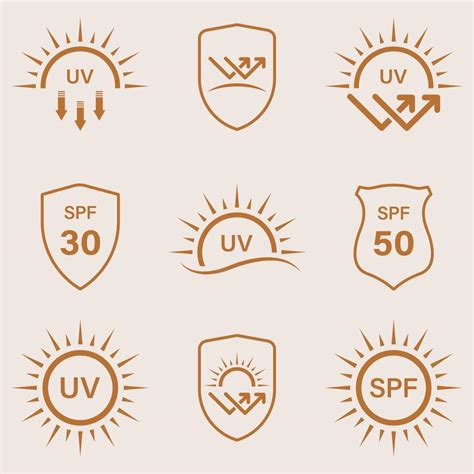 UV Sun Protect SPF Line Icon Set Sunblock Shield Protection Skin From