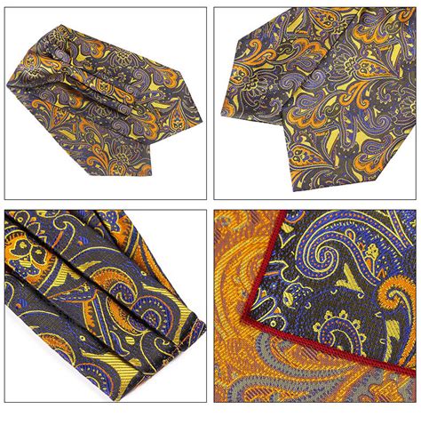 Linbaiway Men Silk Ascot Tie Set Man Cravat Tie Handkerchief Set Floral