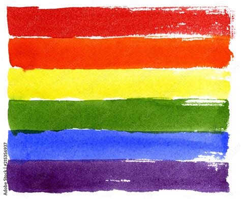 Rainbow Hand Drawn Watercolor Illustration Isolated On White Background Gay Pride LGBT Flag