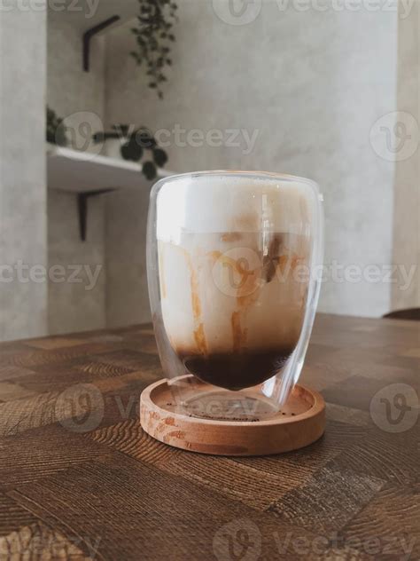 Glass Of Ice Salted Caramel Macchiato Stock Photo At Vecteezy