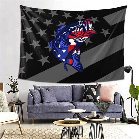 Bass Fishing Usa Flag Tapestry Wall Hanging Trends Poster For Living