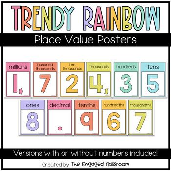 Trendy Rainbow Place Value Classroom Display Posters Rainbow Decor