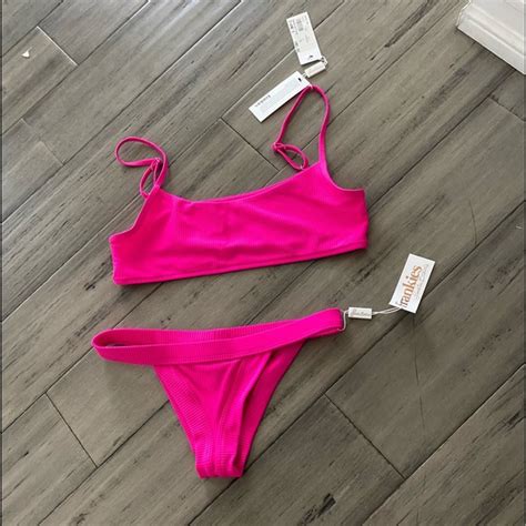 Frankie S Bikinis Swim Frankies Bikinis Two Piece Swimsuit Hot Pink Neon Poshmark