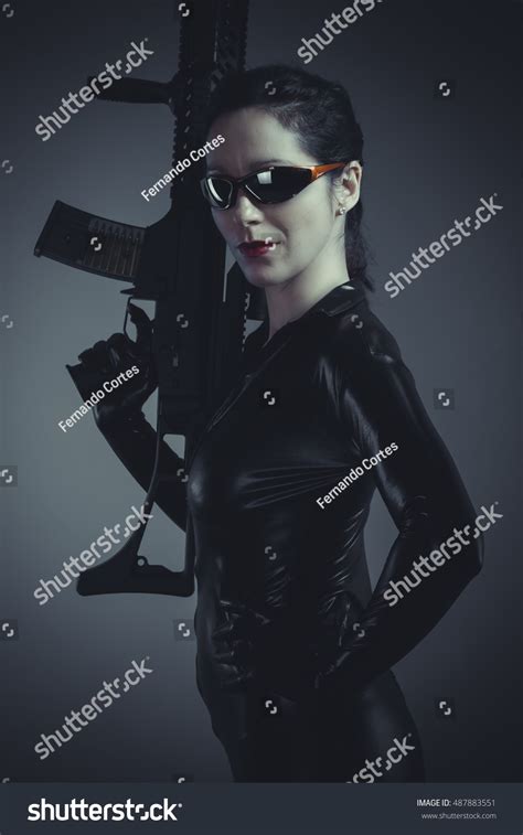 Sexy Brunette Woman Latex Jumpsuit Heavy Stock Photo Shutterstock