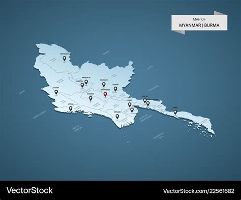 Isometric D Myanmar Burma Map Concept Royalty Free Vector