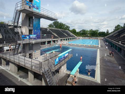 Berlin, swimming pool on the grounds of the Olympic Stadium Stock Photo, Royalty Free Image ...