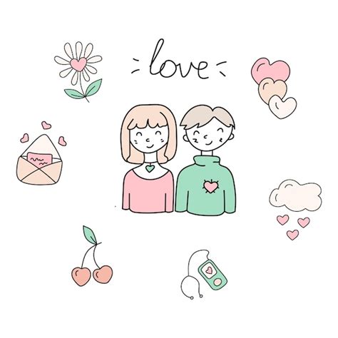 Amantes En Estilo Doodle Ilustraci N Vectorial Aislada Sobre Un Fondo