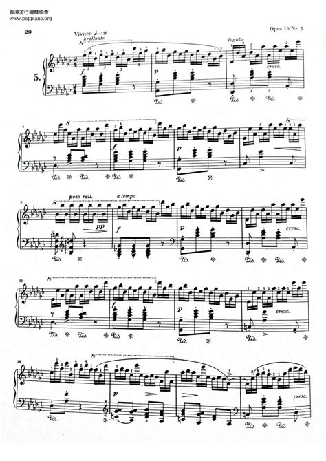 Frederic Chopin Chopin Etude Op 10 No 5 琴譜pdf 香港流行鋼琴協會琴譜下載