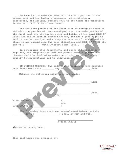 Virginia Assignment Of Deed Of Trust Virginia Deed Of Trust Us Legal Forms