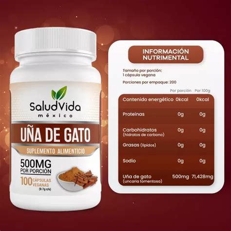 Saludvida Uña De Gato 500mg 100 Caps Sfn Sabor Sin Sabor MercadoLibre